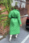 Longue doudoune matelassé en vert  - 2