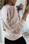 Pull jacquard rose fil doré - 4