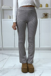Pantalon camel motif carreaux patte d'eph - 1
