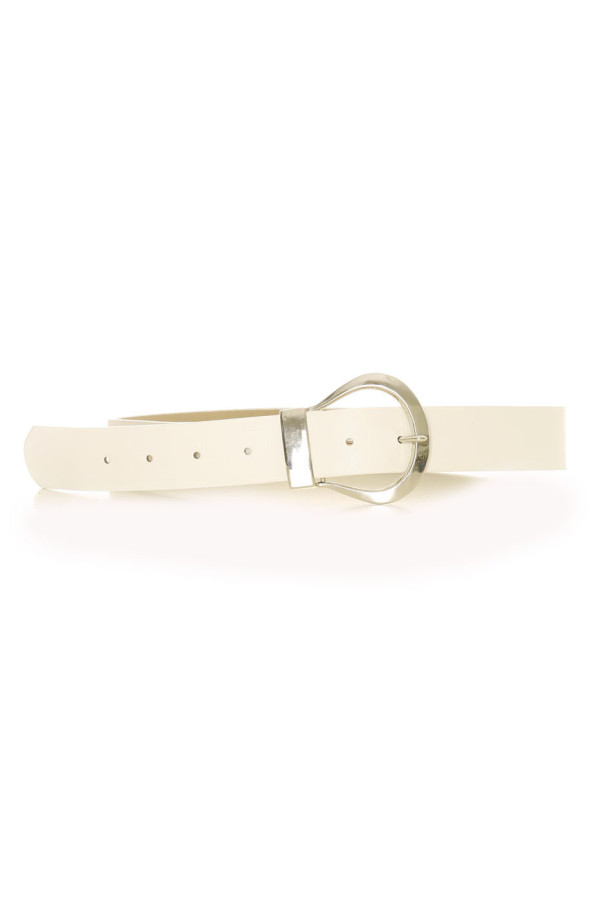 Ceinture Blanche avec une grosse boucle argentée - CE 559 - 1