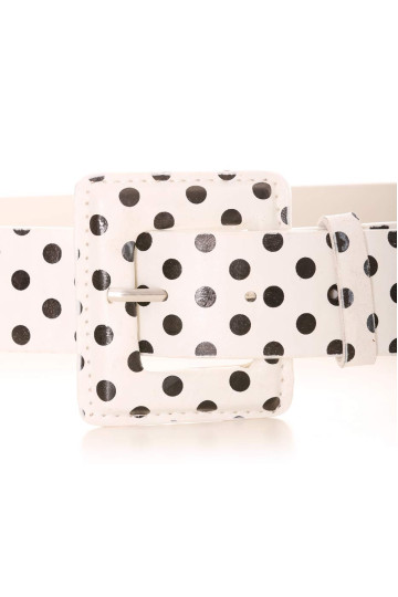 Ceinture blanche avec à pois noir. Accessoire BG-1002 - 2