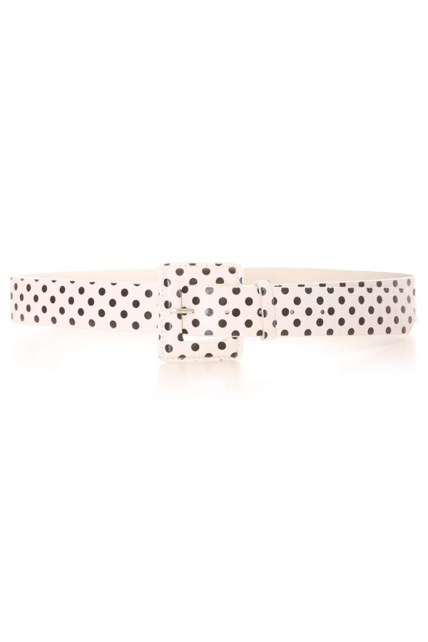 Ceinture blanche avec à pois noir. Accessoire BG-1002 - 3
