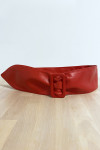 Ceinture rouge avec boucle rectangle - 1