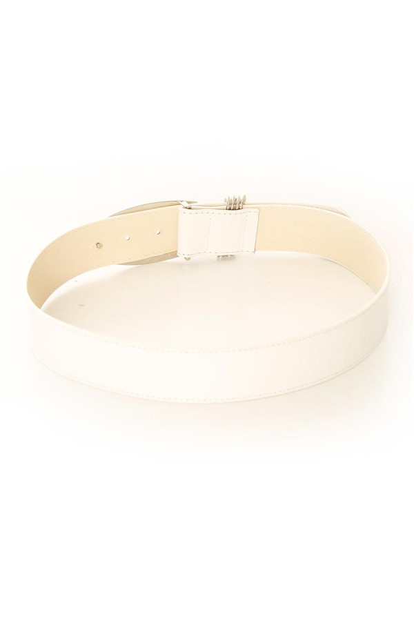 Ceinture basique  Blanc à boucle argentée. BG-P0Z9 - 3