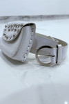 Ceinture blanche en simili brillant et pochette à strass et clou - 4