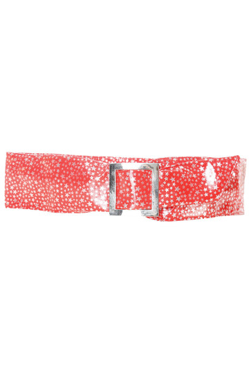 Ceinture rouge égère à motif étoiles et boucle rectangle. étoiles - 1
