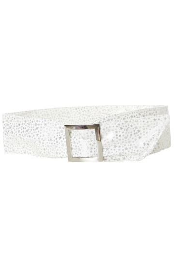 Ceinture blanche légère à motif étoiles et boucle rectangle. étoiles - 1