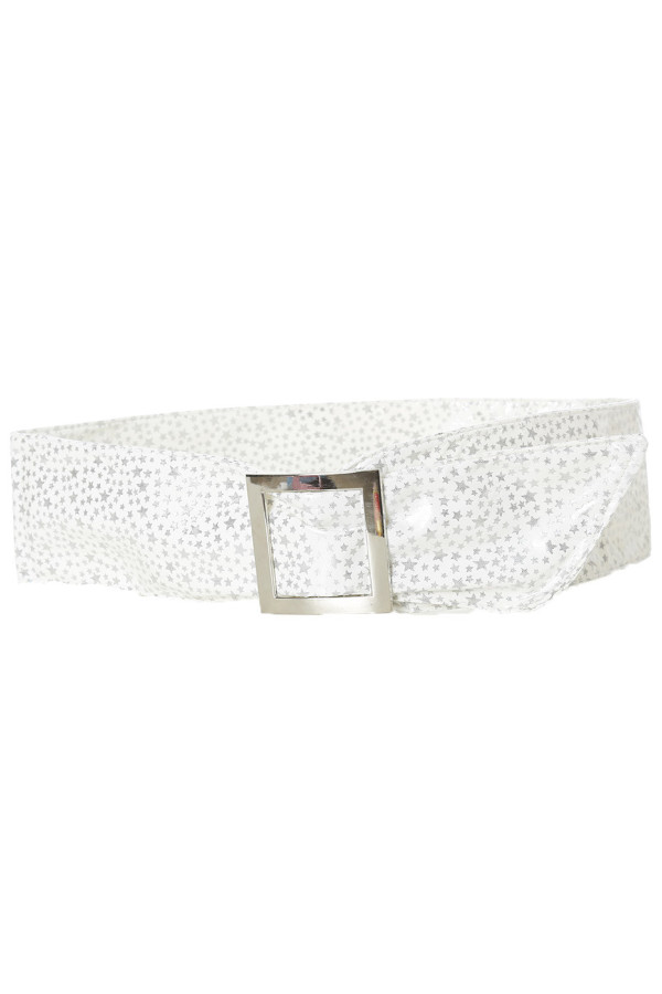 Ceinture blanche légère à motif étoiles et boucle rectangle. étoiles - 1