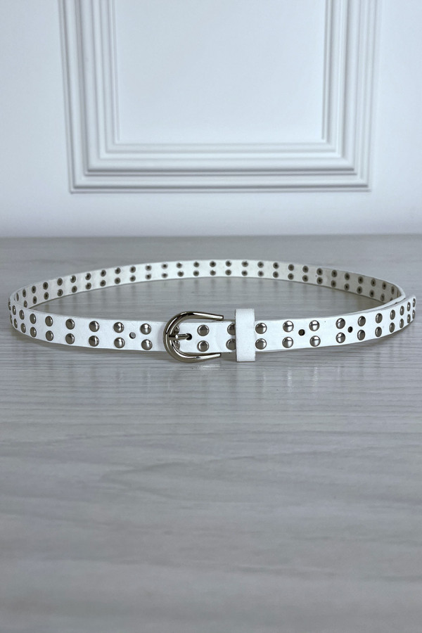 Fine ceinture blanche en simili clouté - 2