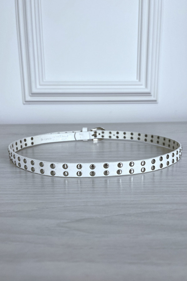 Fine ceinture blanche en simili clouté - 4