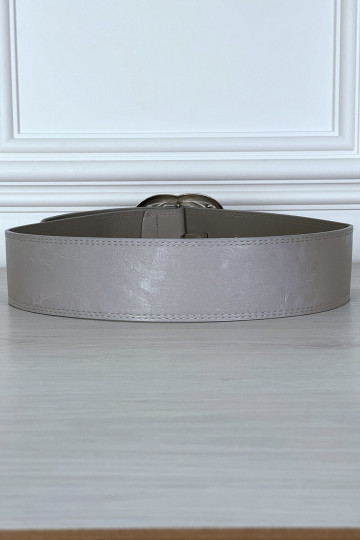 Ceinture grise à boucle ovale à strass - 1