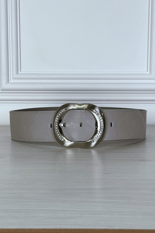 Ceinture grise à boucle ovale à strass - 4