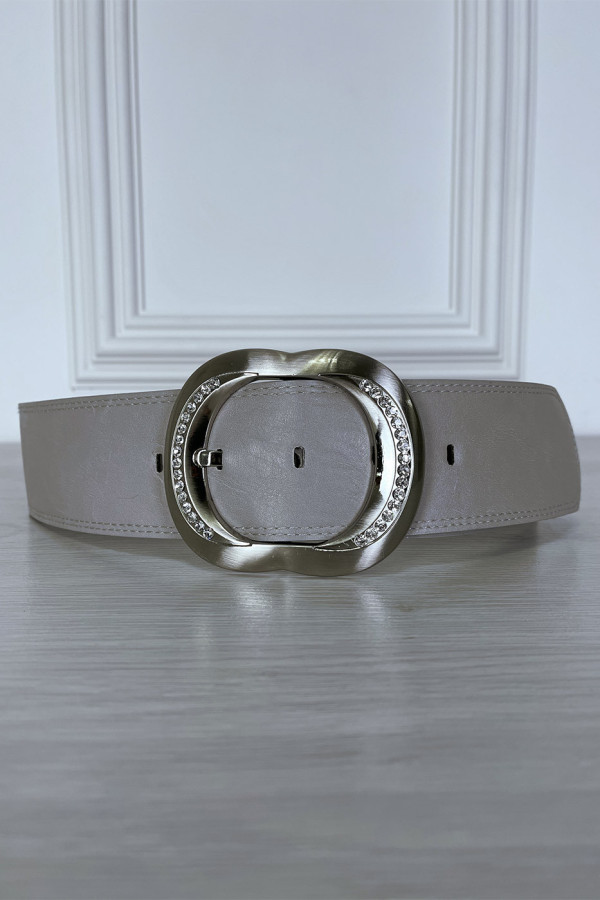 Ceinture grise à boucle ovale à strass - 7