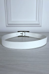 Ceinture blanche en simili avec boucle cuivré rectangle - 1