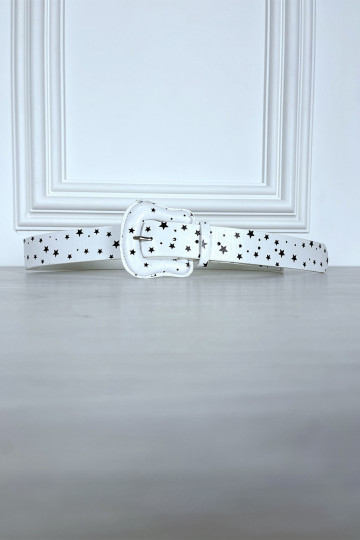 Ceinture en simili blanche à imprimé étoiles - 2