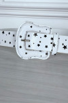 Ceinture en simili blanche à imprimé étoiles - 4