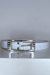 Ceinture femme en blanche avec boucle réctangle ornée de strass - 1