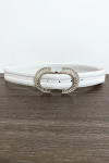 Ceinture blanche avec boucle ornée de strass - 1