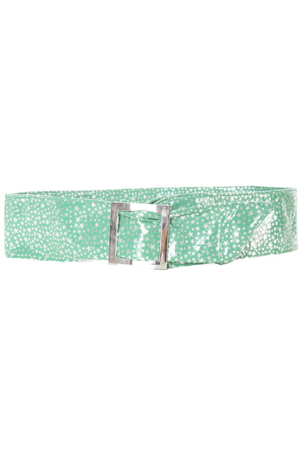 Ceinture verte égère à motif étoiles et boucle rectangle. étoiles - 1