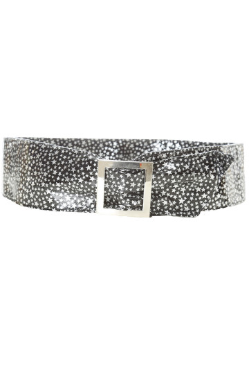Ceinture noir légère à motif étoiles et boucle rectangle. étoiles - 1