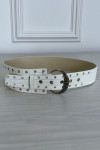 Ceinture blanche en simili avec strass oeillet - 4