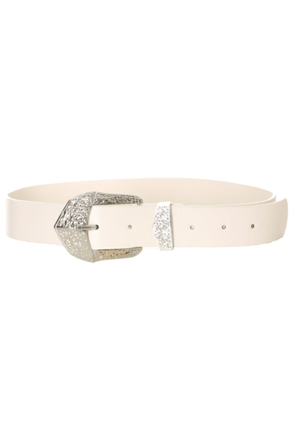 Ceinture blanc avec boucle argenté. D7364 - 2