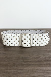 Ceinture en simili blanche cloutés avec boucle argenté - 4