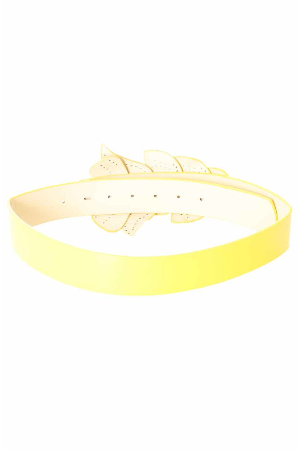 Ceinture Jaune, boucle motif feuilles BG-PO44 - 3