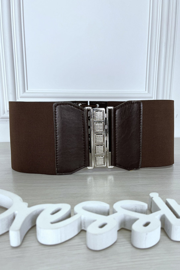 Ceinture de taille marron avec lacet au dos - 6