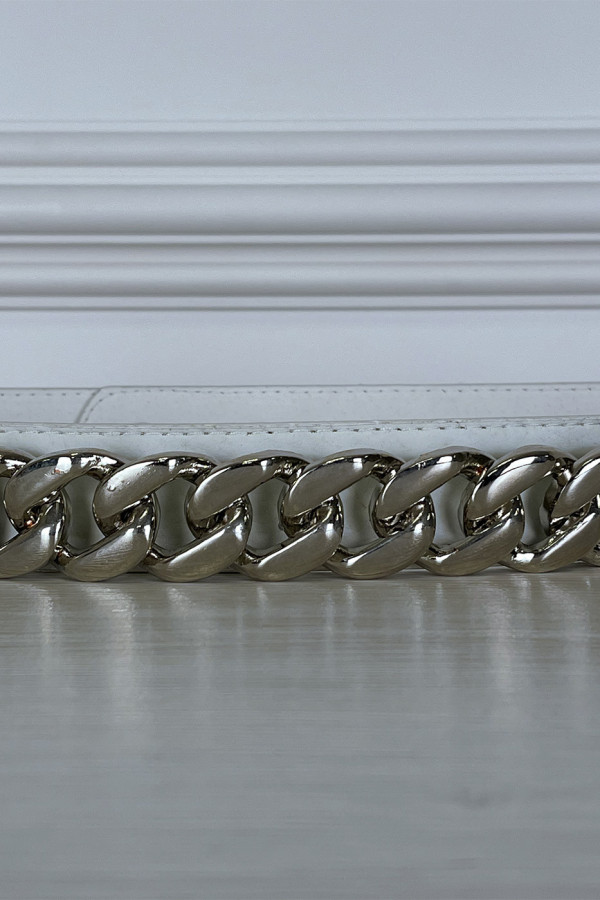 Ceinture blanche à chaîne large et fermeture à pression au dos - 2