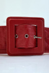 Ceinture rouge style matelassé boucle carrée - 2