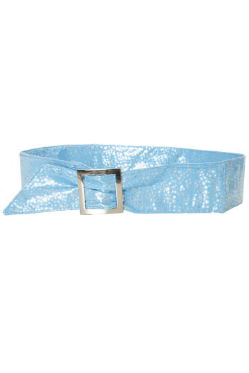 Ceinture bleu égère à motif étoiles et boucle rectangle. étoiles - 1