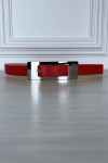 Ceinture rouge fine à longue boucle rectangulaire - 6