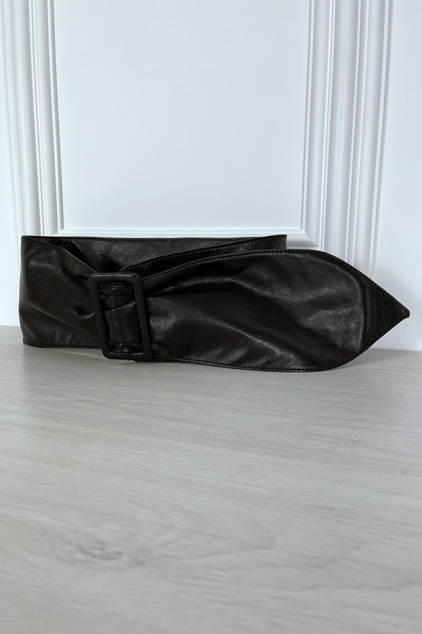 Ceinture marron ajustable en similicuir - 2