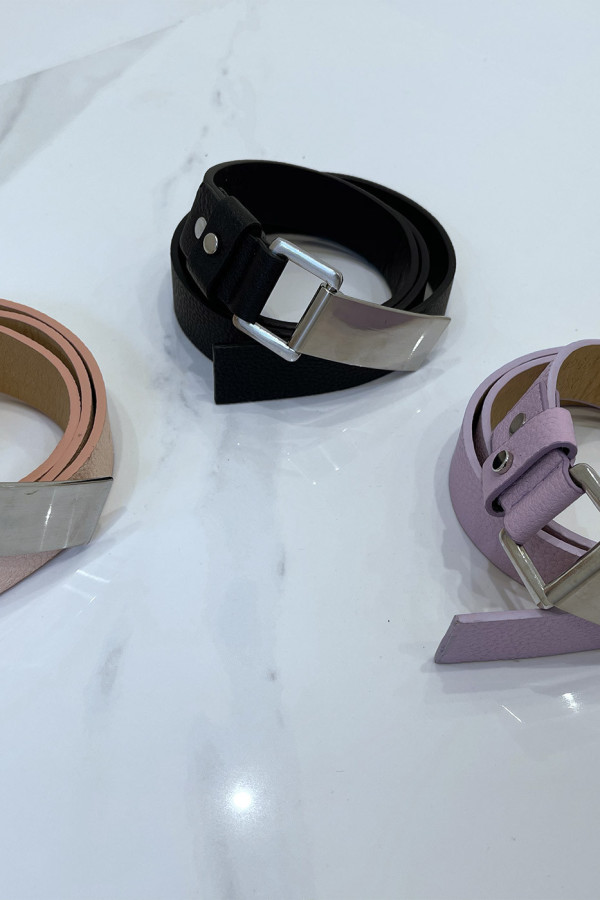 Ceinture violette effet python à boucle rectangle - 8