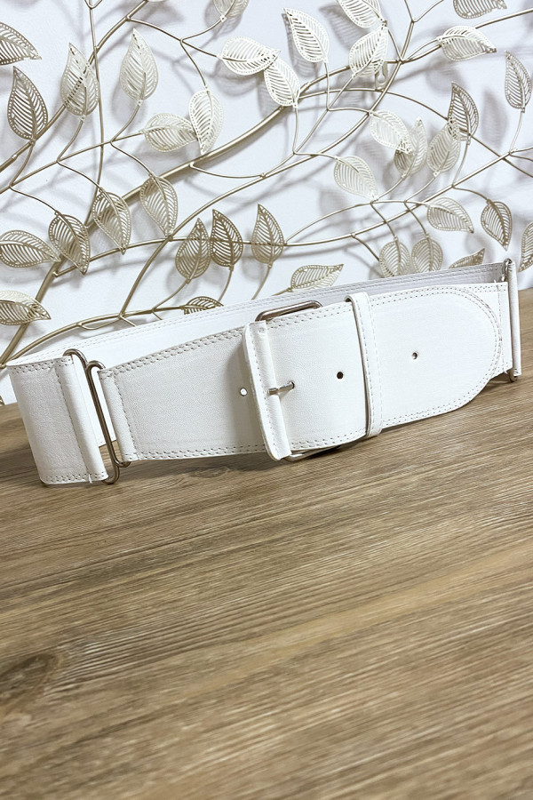 Ceinture blanche en simili avec anneaux sur les cotés - 4