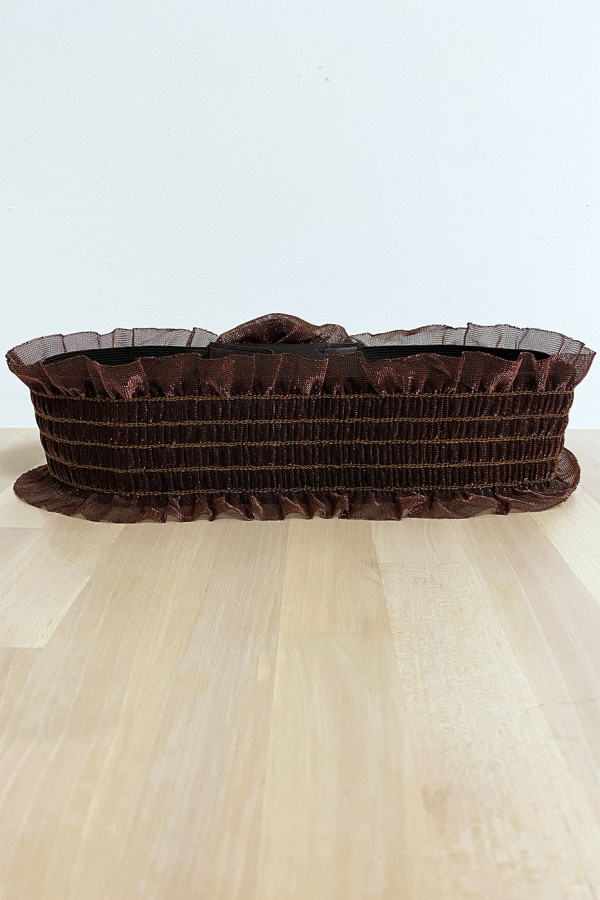 Ceinture de soirée en dentelle choco brillant avec élastique - 3