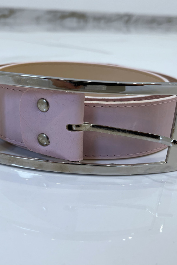 Ceinture rose en simili à boucle rectangulaire - 8
