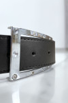 Ceinture noire avec boucle rectangle strass et argenté - 5