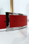 Ceinture rouge avec boucle argenté - 6