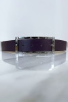 Ceinture violette avec boucle rectangle strass et argenté - 2
