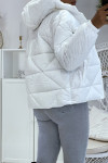 Doudoune blanche à capuche en relief triangulaire légère et chaleureuse indispensable de l'hiver - 3