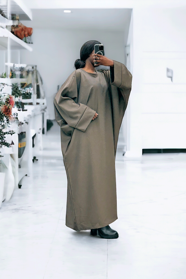 Abaya taupe over size (36-52) coupe kimono - 1