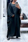 Abaya 2 pièces robe et kimono en noir - 1