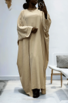 Abaya 2 pièces robe et kimono en beige - 1