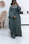 Abaya 2 pièces robe et kimono en anthracite - 3