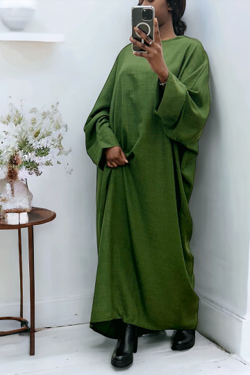 Abaya kaki très ample (36-52) coupe kimono - 1