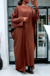 Abaya 2 pièces robe et kimono en choco - 3