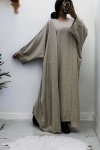 Abaya 2 pièces robe et kimono en gris - 2