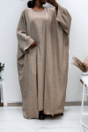 Abaya 2 pièces robe et kimono en gris - 3